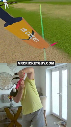 Playing with a straight bat and playing the ball back passed the bowler. #cricket #straightbat #vr