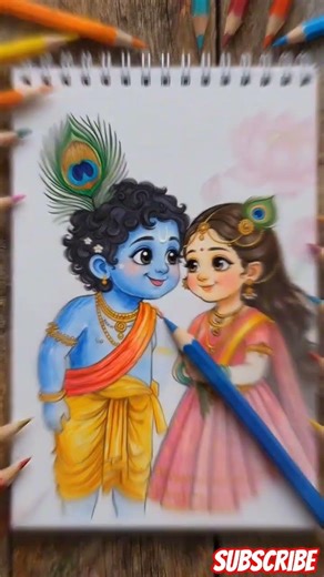 Radha Krishna Drawing 😍 | Easy Krishna Drawing Tutorial 🎨 ❤️✨ shorts #ai #drawing #viral