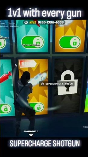 1v1 with every gun how to unlock SUPERCHARGE SHOTGUN #fortnite #1v1 #secret