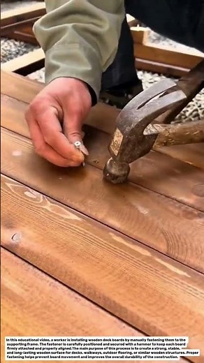 Amazing Wooden Deck Installation! Manual Screw Fastening with Hammer Technique.
