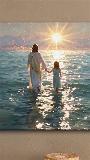 Jesus Walking on Water Canvas with Little Girl | Christian Wall Art Decor #jesus #christianart