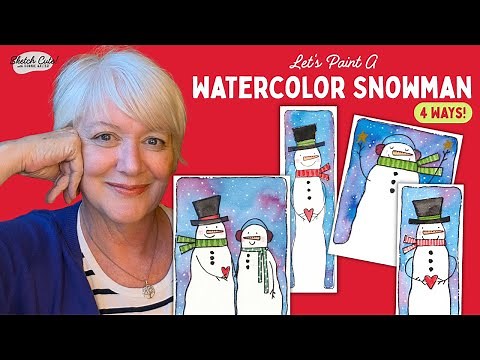Let's Paint Sweet & Quirky Snowmen! Easy & Fun Watercolor and Line Tutorial--Perfect for Beginners!