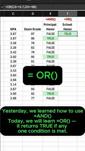 =OR() | Logical formulas explained | Quick Excel 101