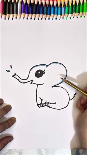 Easy Baby Elephant Drawing 🐘✏️ #drawing