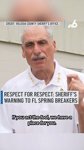 2.6K views · 22 reactions | A sheriff in Florida is warning to spring breakers planning to come to Volusia County: 'if you disrespect our community, you're going to be disrespected by law enforcement.'⁠ ⁠ Last spring break, the Volusia County Sheriff's Office made 52 arrests and wrote 200 citations and the sheriff said anyone 'acting a fool' will be arrested.⁠ ⁠ #springbreak #warning #florida #sheriff | NBC 6 | Facebook