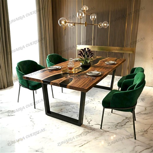 Black Epoxy River Dining Table, Solid Wood, Rectangular, Bespoke Dining Furniture - Etsy UK