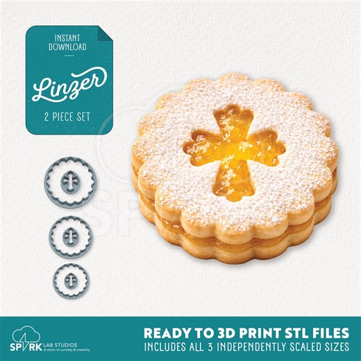 Easter Linzer Cookie Cutter Set With Scalloped Circle and Cross STL for 3D Printing - Etsy
