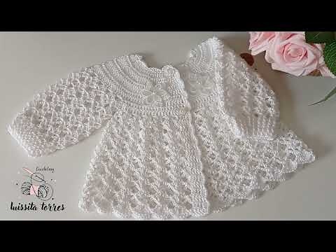 Baby sweater, crocheted, fancy stitch, very easy, 3-6 months, step by step, quick to make