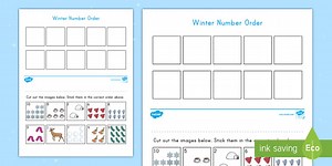 Winter Number Order Sorting Worksheet