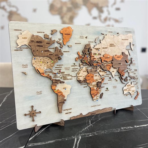 3D World Map, Push Pin World Map Wall Art, Home Decor, Wall Decor, Office Decor, World Map Pin Board, Travel Map, Weltkarte Holz - Etsy