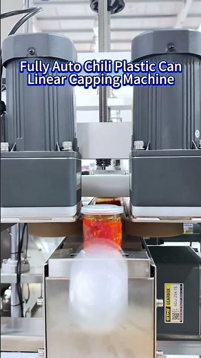 Fully Auto Chili Plastic Can Linear Capping Machine #plasticcancappingmachine #levapack