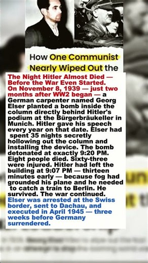 A Bomb Missed Hitler by 13 Minutes — It Would Have Prevented Everything #darkhistory #ww2 #shorts