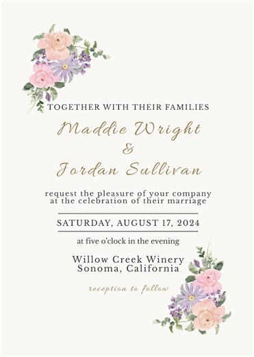 Floral Wedding Invitation, Editable Canva Template (digital Download) - Etsy