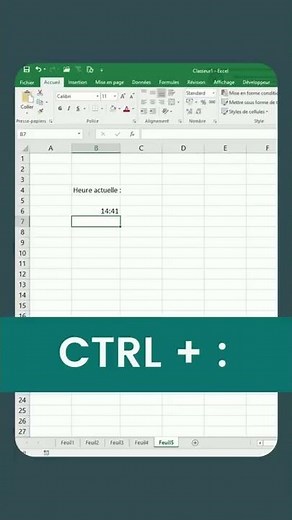 Insérer l'heure actuelle dans Excel (dans une cellule) #short
