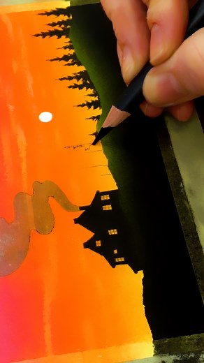 6.1M views · 103K reactions | I’m drawing a mysterious house #easydrawing #oilpasteldrawing #drawingtutorial #inspiration #drawingtechnique #oilpastelart #howtodraw #easy #arttutorial #oilpastelartist #oilpastelartwork #drawing #oilpastels #tutorial #oilpastel #artroom | Art Room | Facebook