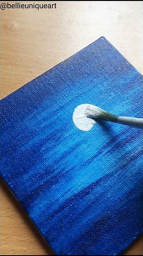 Lovely Blue Moon 🌕 /1minute painting Day #36/Easy acrylic painting tutorial #shorts #painting #easy