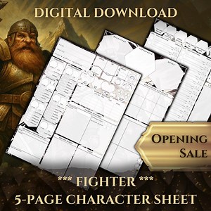 Fighter Character Sheet Dnd 5e: 5-page Printable PDF - Etsy UK