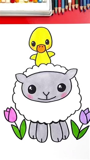 How To Draw A Spring Lamb!#drawing #coloring #kids #toddlers #kidsdrawing #fypage #paintings #art #foryoupage