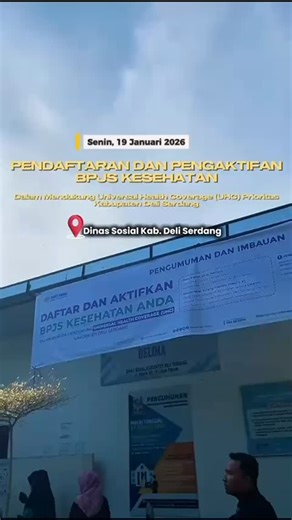 Akun Resmi Pemkab Deli Serdang on Instagram: "Dalam mendukung percepatan implementasi UHC Prioritas, saat ini Dinas Sosial Kabupaten Deli Serdang terus melakukan penerimaan pendaftaran dan pengaktifan Program BPJS Kesehatan bagi warga yang kurang mampu, sampai hari Sebin 19 Januari 2026 tercatat sudah terdaftar sekitar 600 peserta BPJS Kesehatan yang mendaftar langsung di Kantor Dinas Sosial."