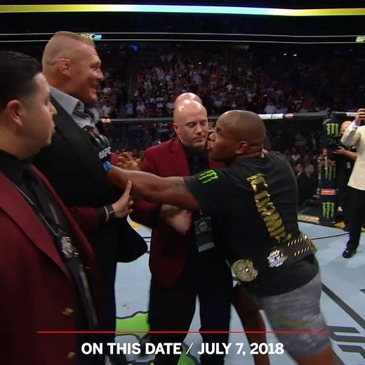 After securing the heavyweight title at UFC 226, Daniel Cormier called out Brock Lesnar in his post-fight interview and things got physical 😬 | ESPN MMA