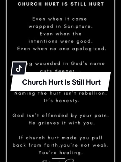 Church hurt is still hurt Even when it came wrapped in Scripture. Even when the intentions were good. Even when no one apologized. Being wounded in God’s name cuts deeper... because you trusted. Naming the hurt isn’t rebellion. It’s honesty. God isn’t offended by your pain. He grieves it with you. If church hurt made you pull back from faith,you’re not weak. You’re healing. #BlackSheepFaith #Faith #Pray #Christian #God