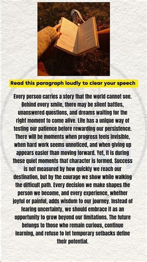 read this paragraph to clear your speech ✨💬 #beginnerenglish #communicationskills