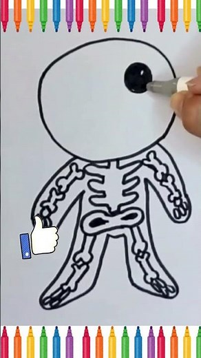 Cómo dibujar un adorable esqueleto #arte #tutorialdedibujo #dibujosparaniños #comodibujar #shorts