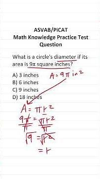 ASVAB/PiCAT Math Knowledge Practice Test Q: Radius/Area of a Circle #acetheasvab #grammarhero
