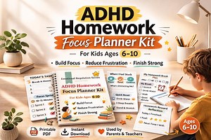 ADHD Homework Planner Printable | Focus Kit for Kids Ages 6-10 - Etsy UK