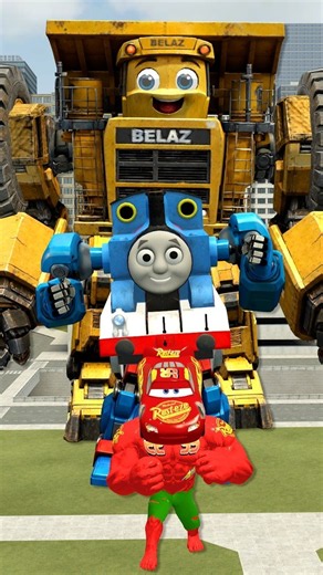 GUESS ALL SIZE MCQUEEN THOMAS TRAIN BELAZ BUS SCHOOL EATER in BIG CITY #gmod #shorts