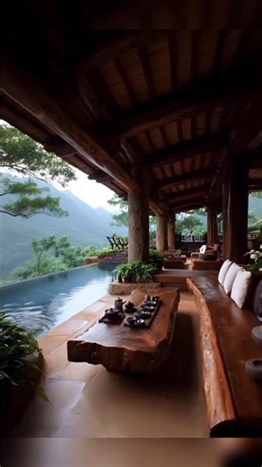 Resort Lounge Under Thunderstorm, Mountain View, Vacation Activities, Camping, Nature / #shortvideo