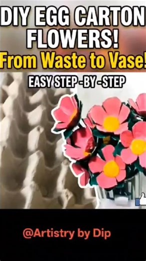 "DIY EGG CARTON FLOWERS!" From Waste to Vase!" #craftstorage #art #decocraft #tabledecor #cuttable