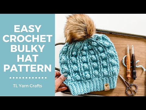 EASY CROCHET HAT VIDEO TUTORIAL [Chunky crochet hat with bobbles & cables]