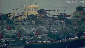 HMS Invincible leaves for Falkland Island with nuclear weapons