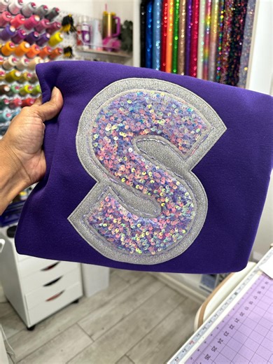 Sequin Monogram Sweatshirt | Embroidery Applique | Personalized Shirt - Etsy