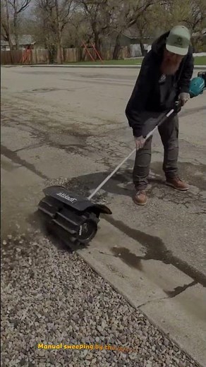 Cordless 36V Lithium-Ion Power Sweeper Machine Clearing Asphalt Curb Rocks #machine
