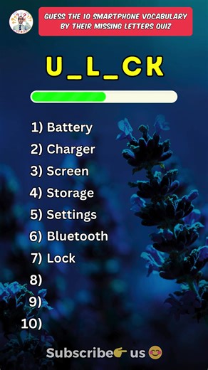 Smartphone Vocabulary Quiz: Fill in the Missing Letters