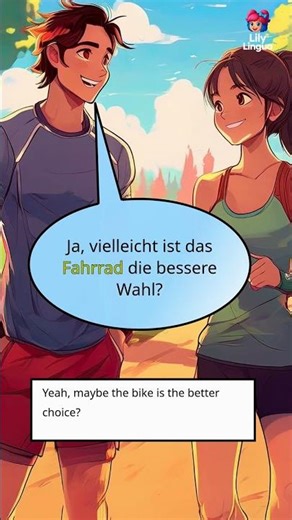 German A2 – Short dialogue: Why take the bus or train? | Lily Lingua #shorts