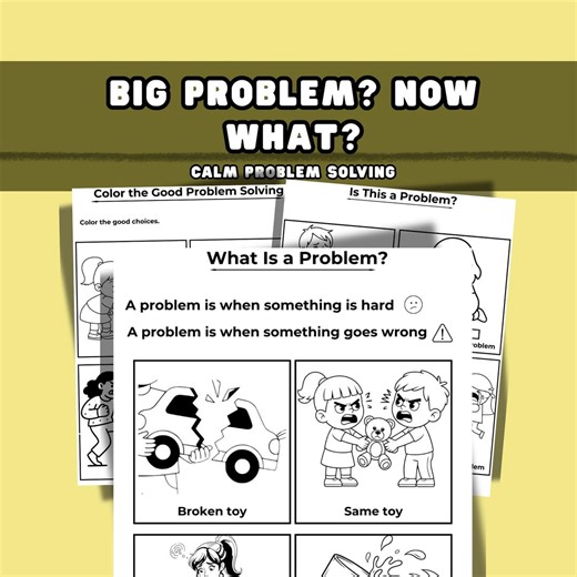 Problem Solving Behavior Worksheets for Kids,autism Coping Skills Printable,aba SPED Activities,emotional Regulation & Solutions - Etsy