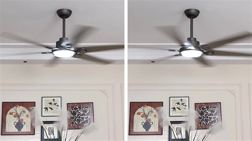 MLiAN 64 in. 6-Plywood Charcoal Wood Grain Blade Dc Motor Indoor Downrod Gray Standard Ceiling Fan with Remote Integrated LED WBCF-BS636-GR