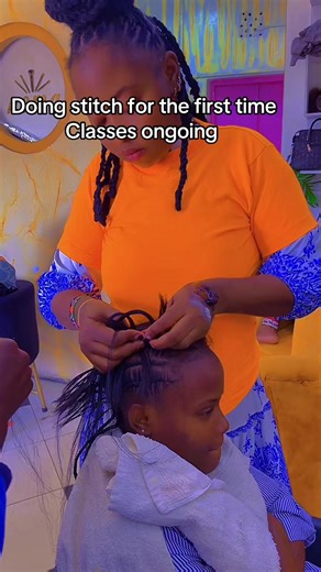 First Time Stitching at Hairdressing School