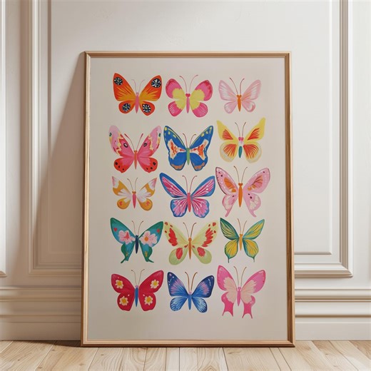 Butterfly Heart Art Print: Colorful Boho Nursery Wall Decor, Vibrant Kids Room Print - Etsy