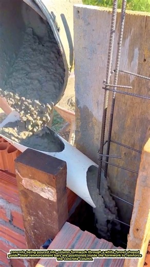 How Builders Pour Concrete into Narrow Column Formwork! #construction