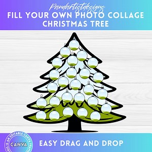Christmas Tree Photo Collage CANVA Frames Bundle, Editable CANVA Template With Easy Drag and Drop Images, Digital Family Gift PNG Elements - Etsy