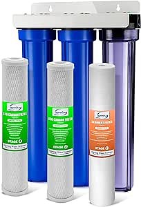 iSpring Whole House 3-Stage Water Filter System with Oversized Fine Sediment and Double Premium Carbon Block, WCB32C