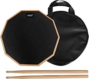 12 Inch Drum Pad Dumb Drum Rubber Practice Pad with Drum Sticks & Storage Bag Snare Drum Practice Pad Silent Practice Beginner