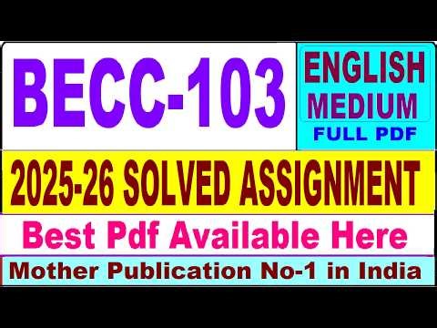 BECC 103 solved assignment 2025-26 || becc 103 solved assignment 2026 in English || ignou becc103