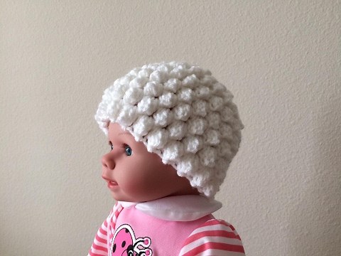 How To Crochet A Popcorn Stitch Hat For A Baby, Lilu's Handmade Corner Video # 125