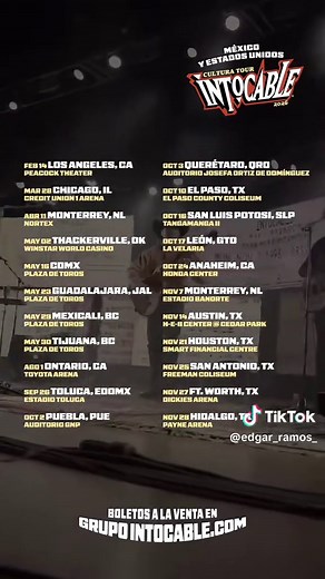 Intocable Cultura Tour 2026: Música Romántica Norteña