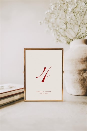 Modern Classic Wedding Table Number Template, Retro Minimalist Table Number, Wedding Reception, W22 - Etsy